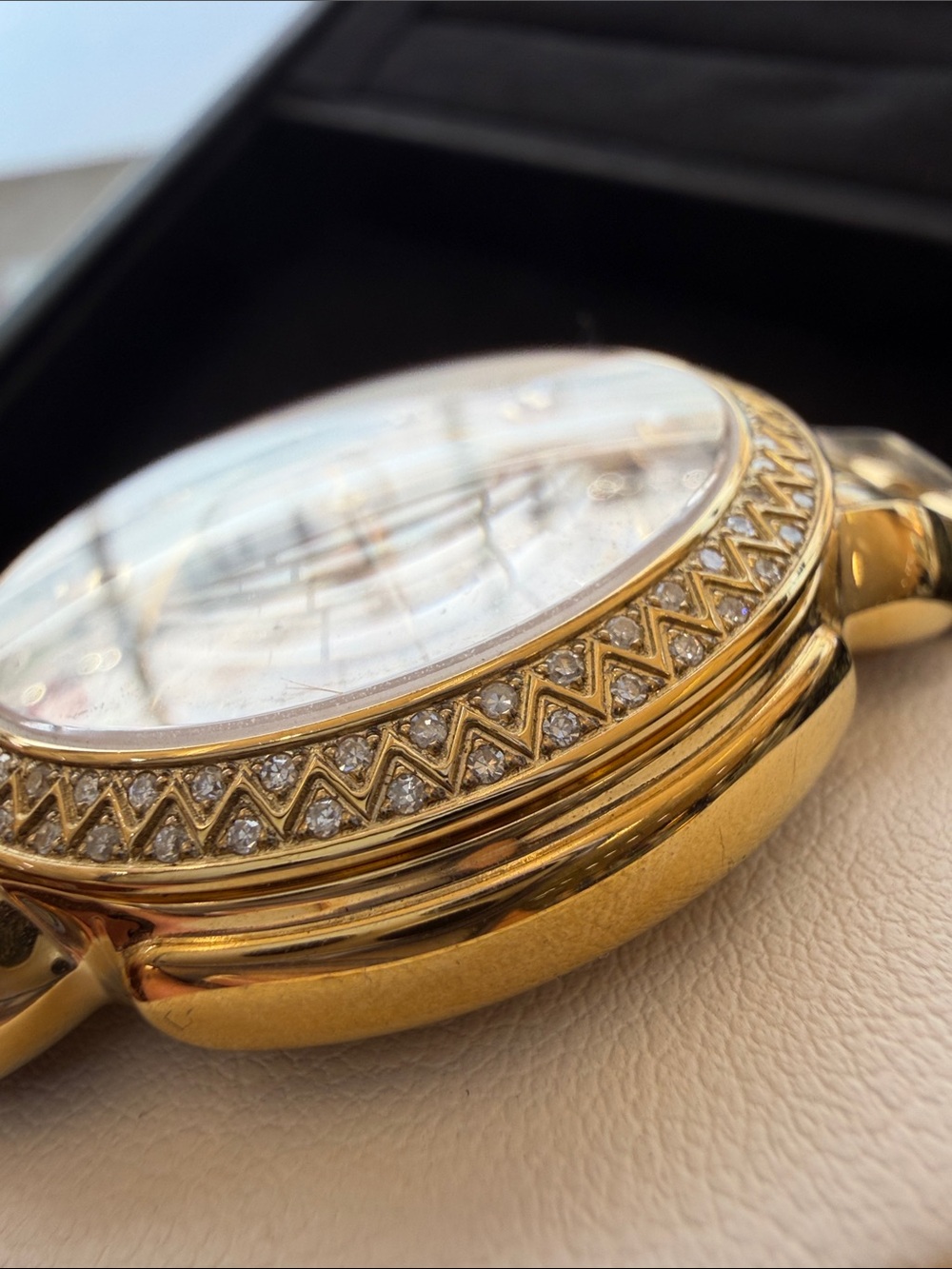 Michele Gold-Tone Diamond Accent Chronograph Watch with White Dial - Picture 5 of 14